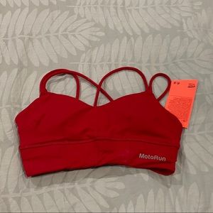 Red Push-Up Padded Cross Back Sports Bra
